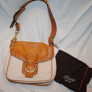 NWT COACH LEATHER & CANVAS SHOULDER BAG